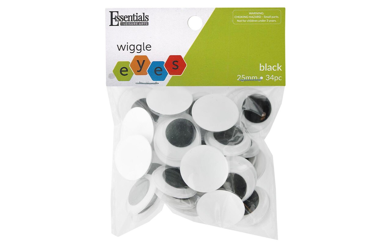Essentials by Leisure Arts Eyes Paste On Moveable 25mm Black 34pc Googly  Eyes, Google Eyes for Crafts, Big Googly Eyes for Crafts, Wiggle Eyes,  Craft Eyes